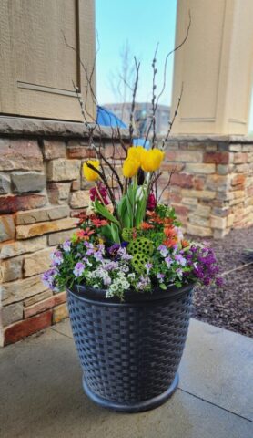 Spring Outdoor Planter in Waukesha WI at a Senior Living Community