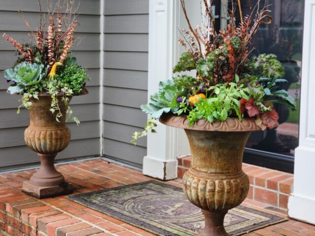 Brookfield, WI home with custom designed fall planters