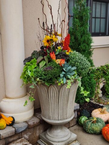Waukesha, WI home with custom designed fall planter