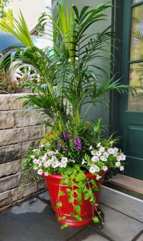 Custom planted sun loving planter for summer at lake home in Pewaukee, WI